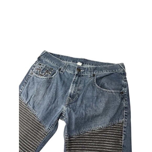 True Religion Men’s Moto Slim Run Stitch Jeans Size 36 Denim Streetwear Edgy - Picture 2 of 11